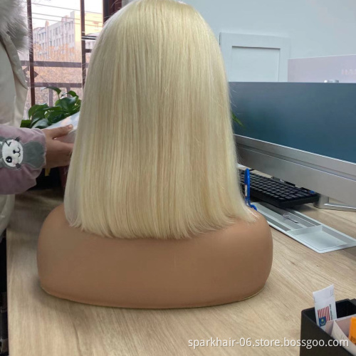 613 Bob Closure Wigs For Black Women Human Hair Virgin Cuticle Aligned Hair Blond Hd Lace Front Wig Straight 613 Full Lace Wigs